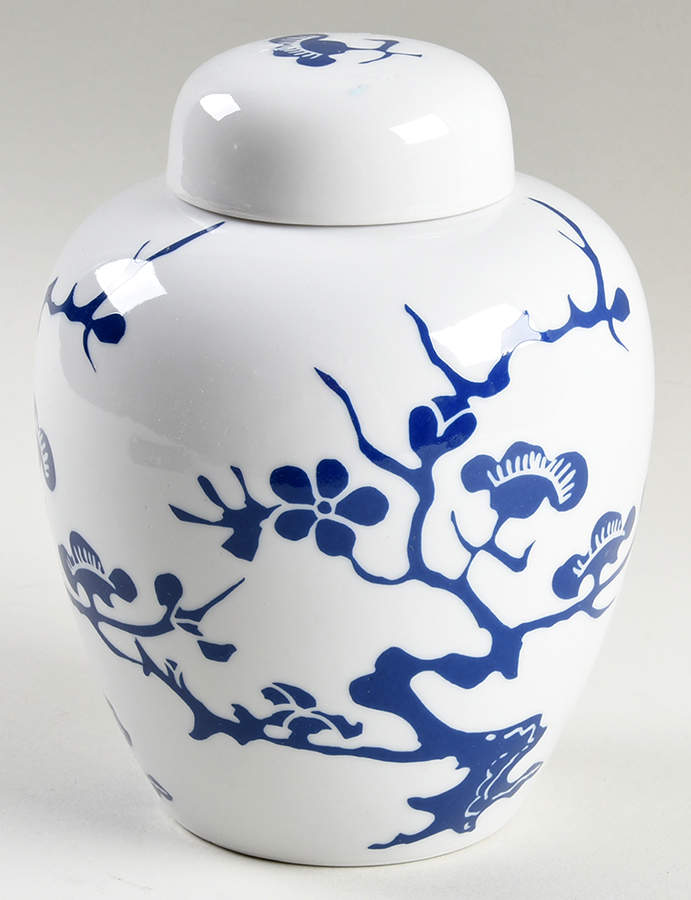 Prunier De Chine Cobalt (Positive) Medium Ginger Jar & Lid by Fitz & Floyd-1