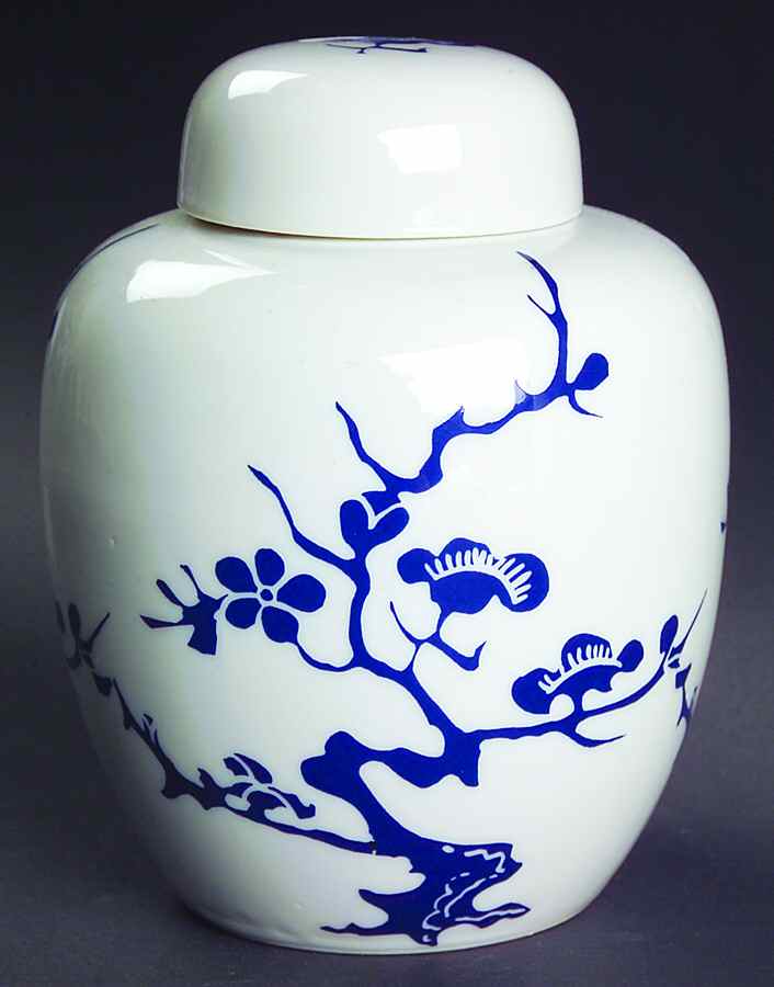 Prunier De Chine Cobalt (Positive) Small Ginger Jar & Lid by Fitz & Floyd-1