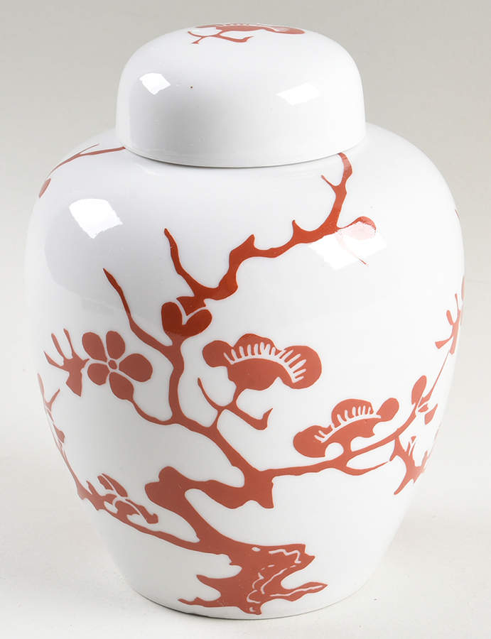 Prunier De Chine Red (Positive) Medium Ginger Jar & Lid by Fitz & Floyd-1