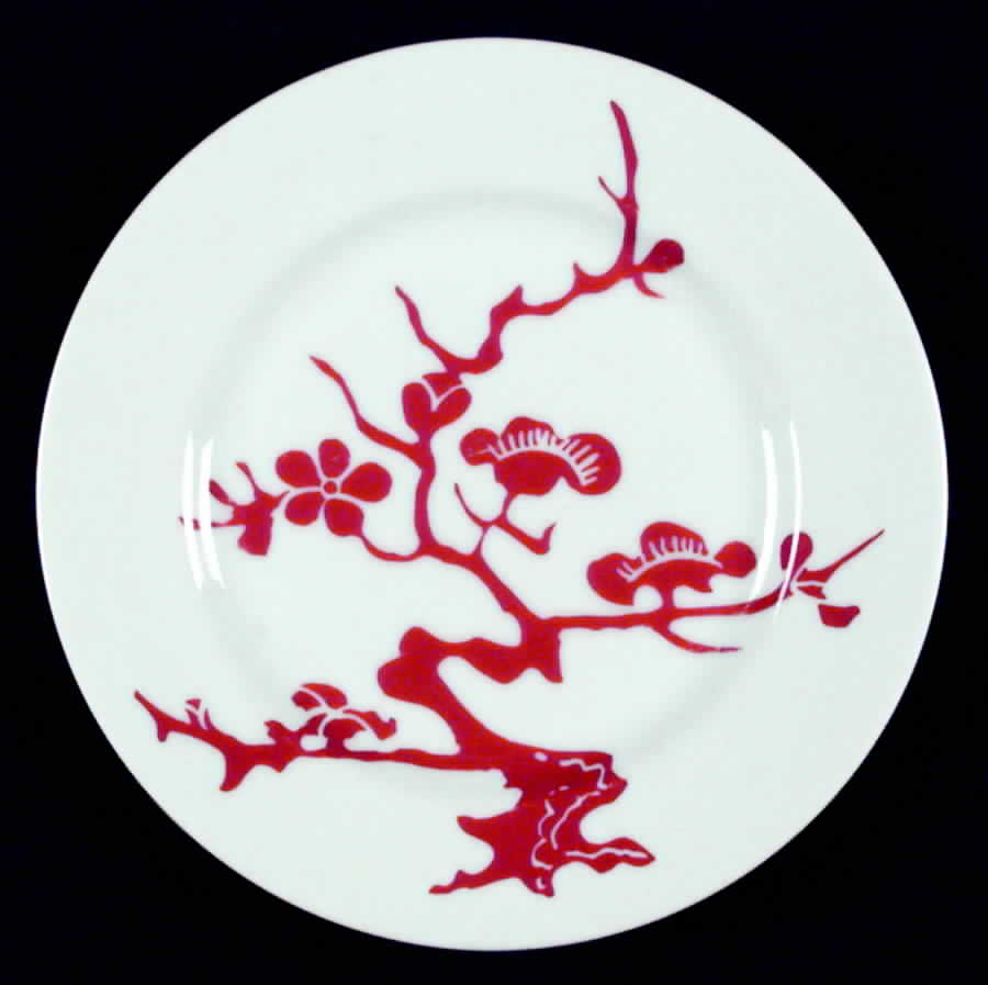 Prunier De Chine Red (Positive) Dinner Plate by Fitz & Floyd-1