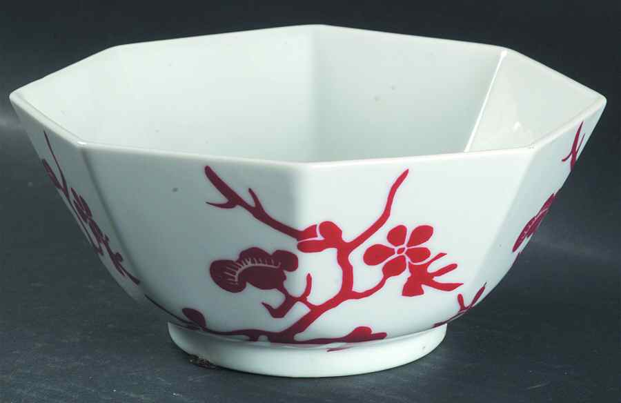 Prunier De Chine Red (Positive) 6" Octagonal Vegetable Bowl by Fitz & Floyd-1