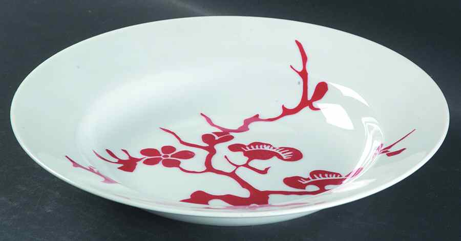 Prunier De Chine Red (Positive) Large Rim Soup Bowl by Fitz & Floyd-1