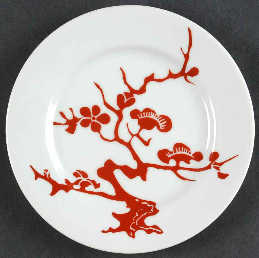 Prunier De Chine Red (Positive) Bread & Butter Plate by Fitz & Floyd-1