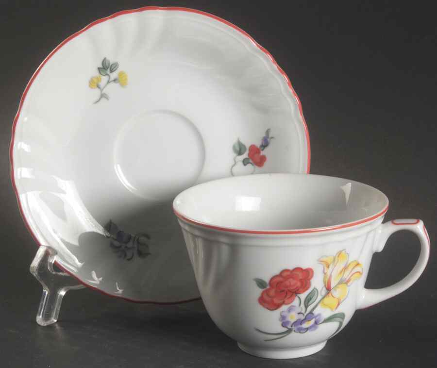 Printemps Flat Cup & Saucer Set by Fitz & Floyd-1