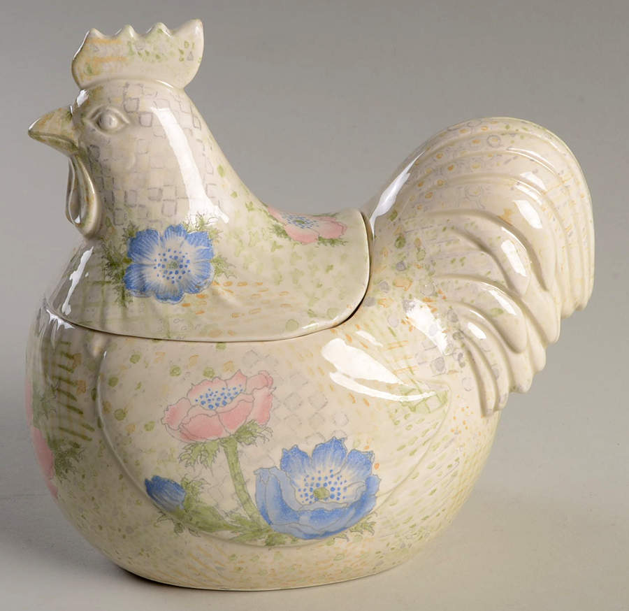 Provence (Pink and Blue Flowers) Figural Box & Lid by Fitz & Floyd-1