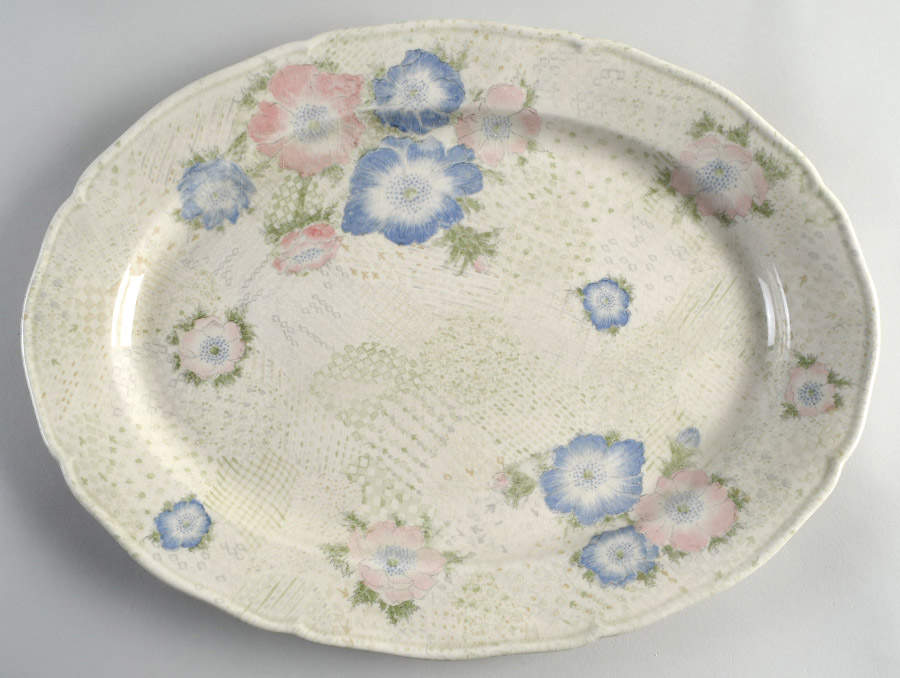 Provence (Pink and Blue Flowers) 16" Oval Serving Platter by Fitz & Floyd-1