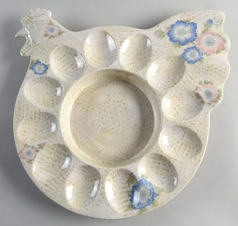 Provence (Pink and Blue Flowers) Figural Deviled Egg Plate by Fitz & Floyd-1