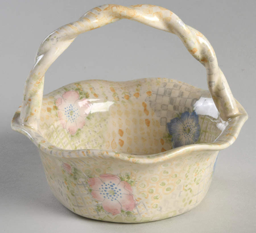 Provence (Pink and Blue Flowers) 4" Handled Basket by Fitz & Floyd-1