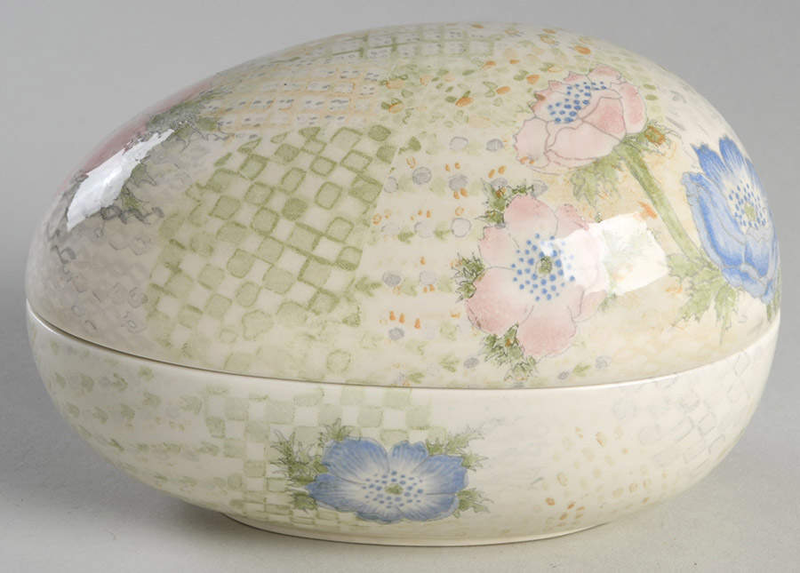 Provence (Pink and Blue Flowers) Large Egg Box & Lid by Fitz & Floyd-1