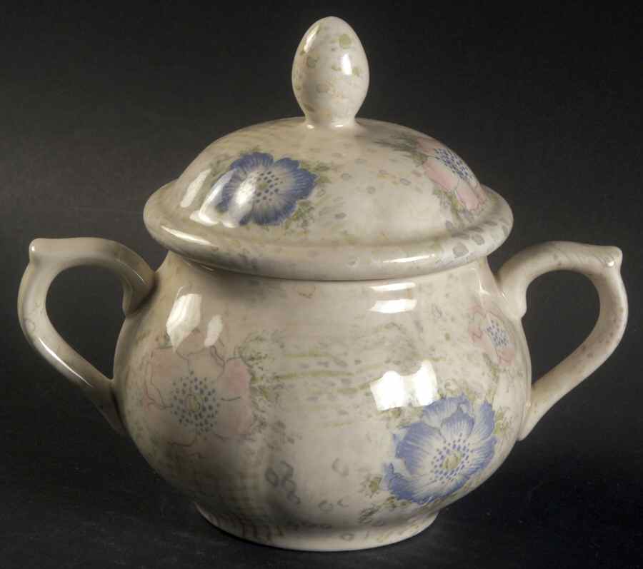 Provence (Pink and Blue Flowers) Sugar Bowl & Lid by Fitz & Floyd-1