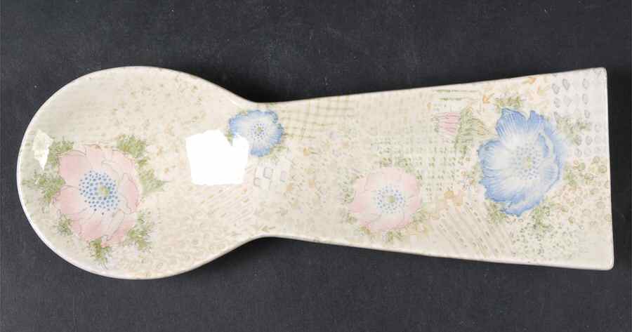 Provence (Pink and Blue Flowers) Spoon Rest/Holder (Holds 1 Spoon) by Fitz & Floyd-1