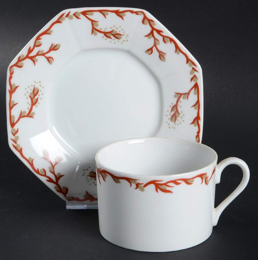 Pussy Willow Flat Cup & Saucer Set by Fitz & Floyd-1