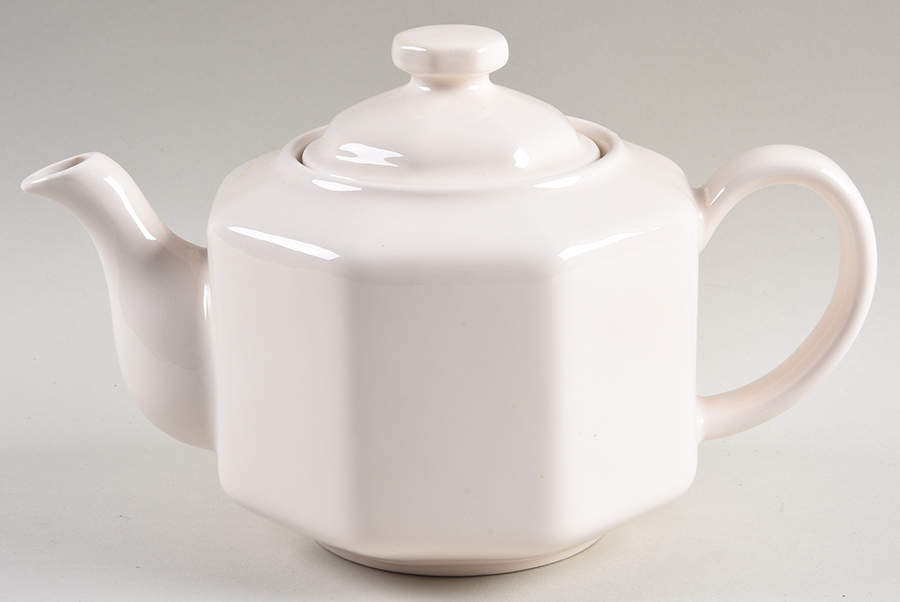 Quadrille White (Earthenware) Teapot & Lid by Fitz & Floyd-1