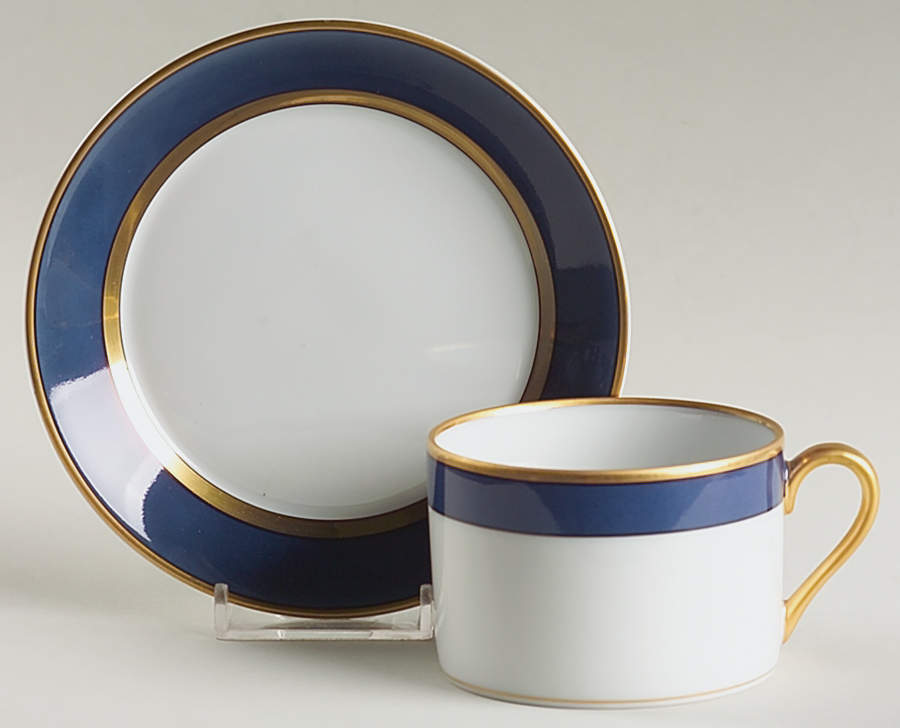 Renaissance Cerulean Blue (Japan) Flat Cup & Saucer Set by Fitz & Floyd-1