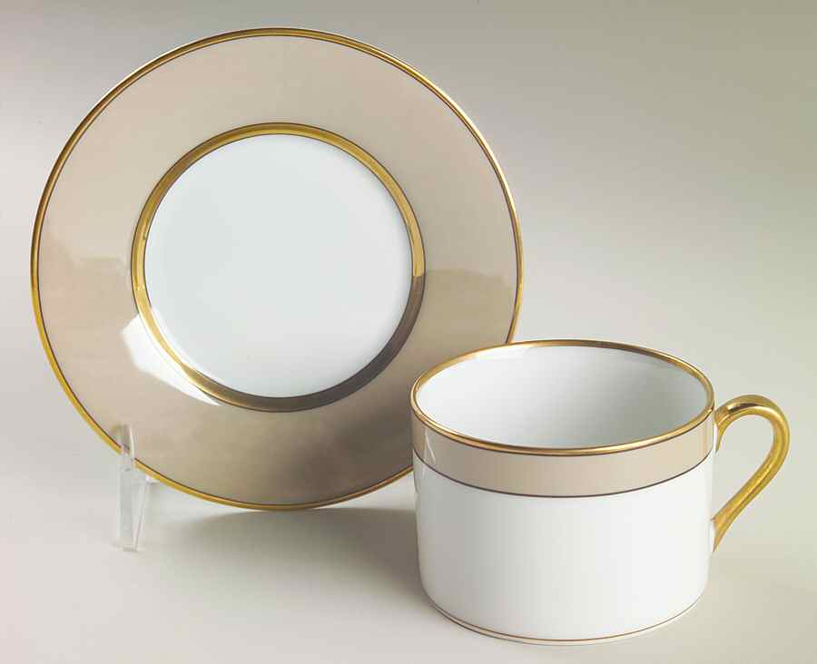 Renaissance Beige Mist Flat Cup & Saucer Set by Fitz & Floyd-1