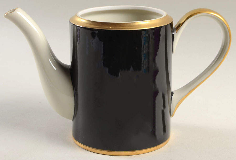 Renaissance Black On Buff Mini Coffee Pot No Lid by Fitz & Floyd-1