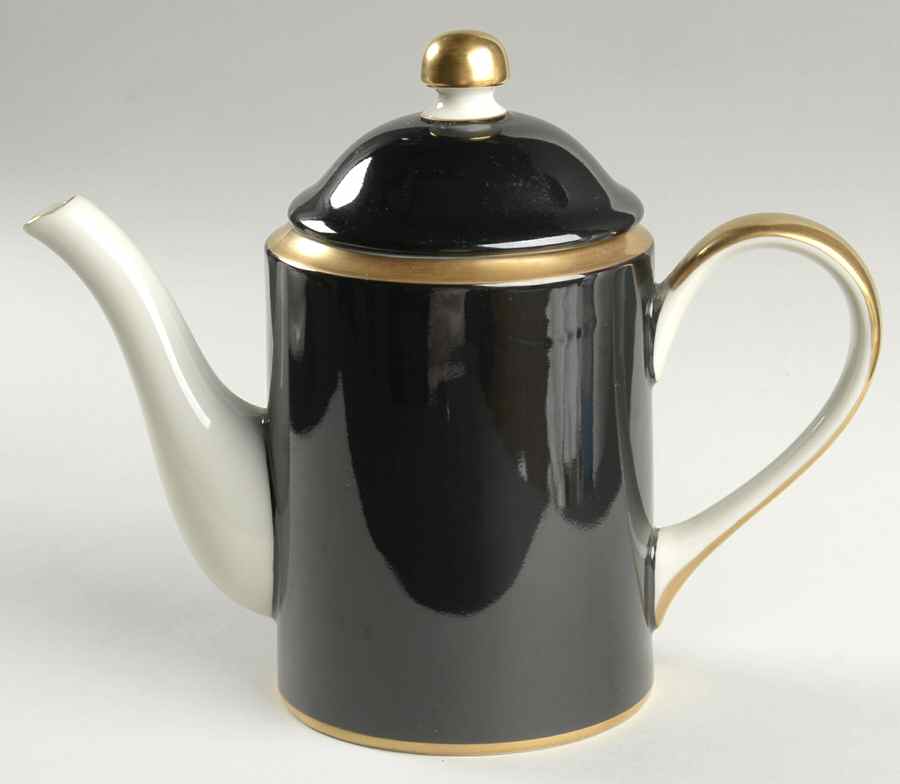 Renaissance Black On Buff Mini Coffee Pot & Lid by Fitz & Floyd-1