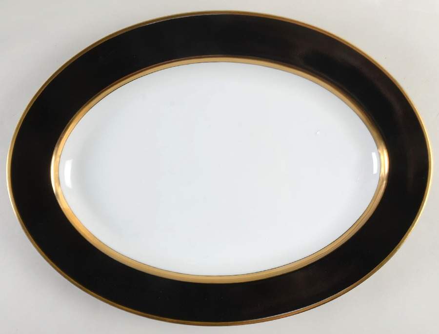 Renaissance Black On White 14" Oval Serving Platter by Fitz & Floyd-1