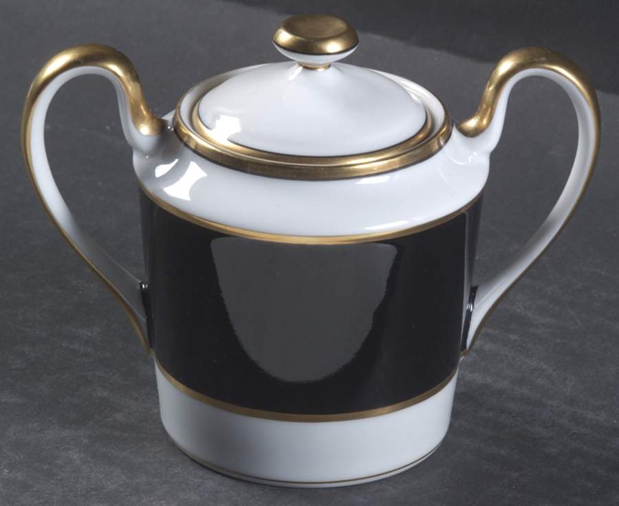 Renaissance Black On White Sugar Bowl & Lid by Fitz & Floyd-1