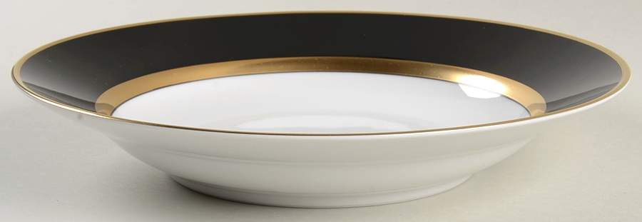 Renaissance Black On White Large Rim Soup Bowl by Fitz & Floyd-1