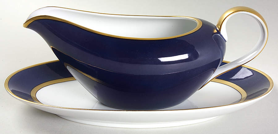 Renaissance Cobalt Blue (Japan) Gravy Boat & Underplate/Relish by Fitz & Floyd-1