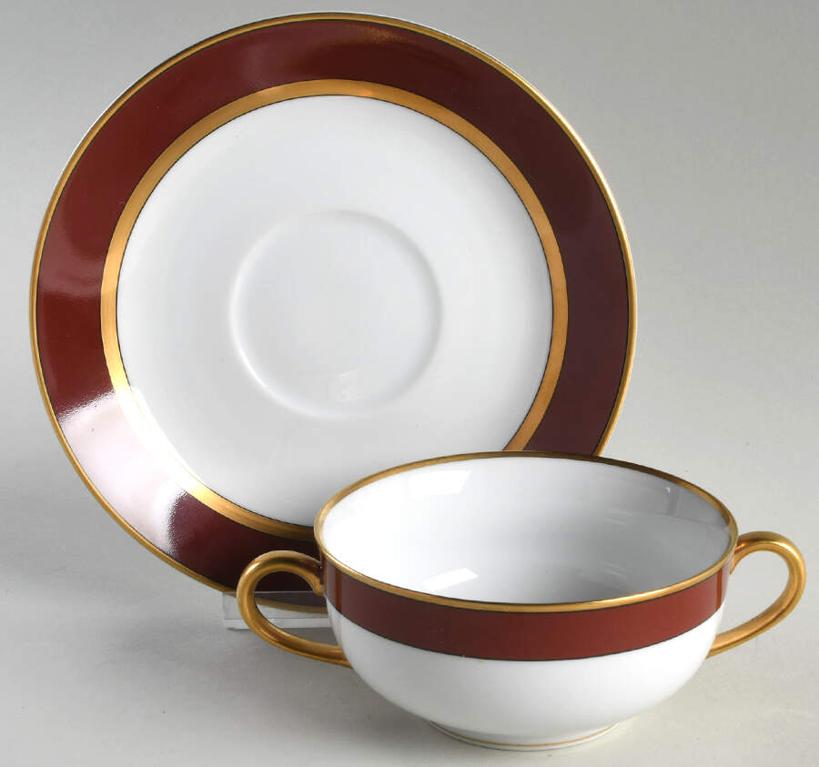 Renaissance Cinnabar Flat Cream Soup Bowl & Saucer Set by Fitz & Floyd-1