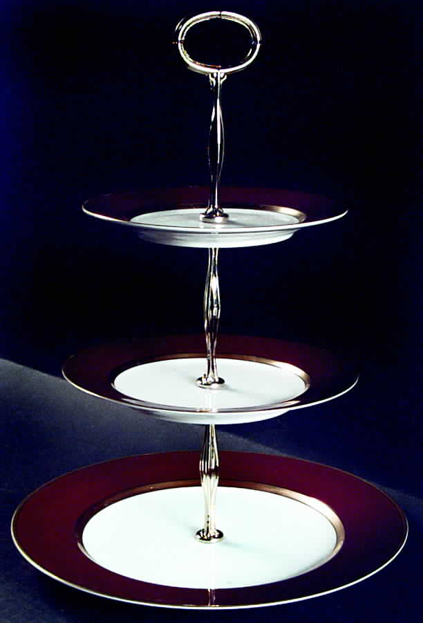 Renaissance Cinnabar 13 7/8"-14 1/4" 3-Tiered Serving Tray(DP,SP,BB) HC by Fitz & Floyd-1
