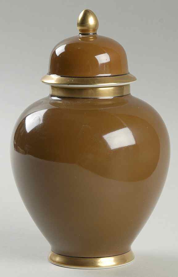 Renaissance Cognac (Medium Brown) Small Ginger Jar & Lid by Fitz & Floyd-1