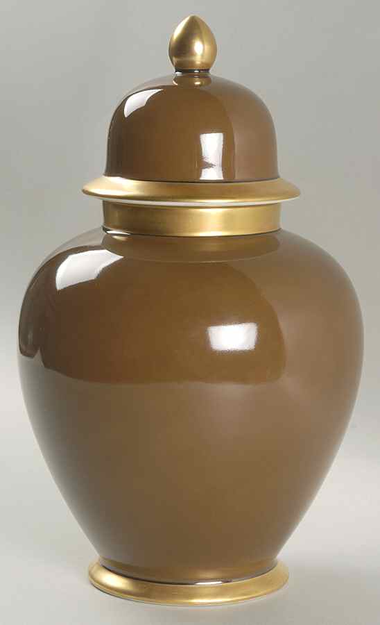 Renaissance Cognac (Medium Brown) Large Ginger Jar & Lid by Fitz & Floyd-1