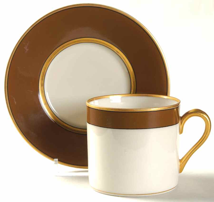 Renaissance Cognac (Medium Brown) Flat Demitasse Cup & Saucer Set by Fitz & Floyd-1