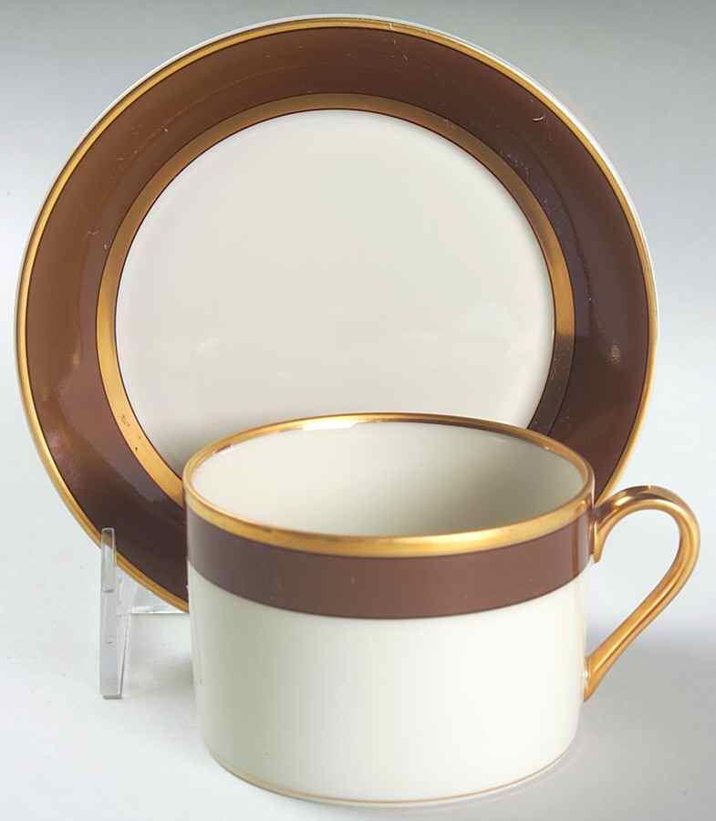 Renaissance Cognac (Medium Brown) Flat Cup & Saucer Set by Fitz & Floyd-1