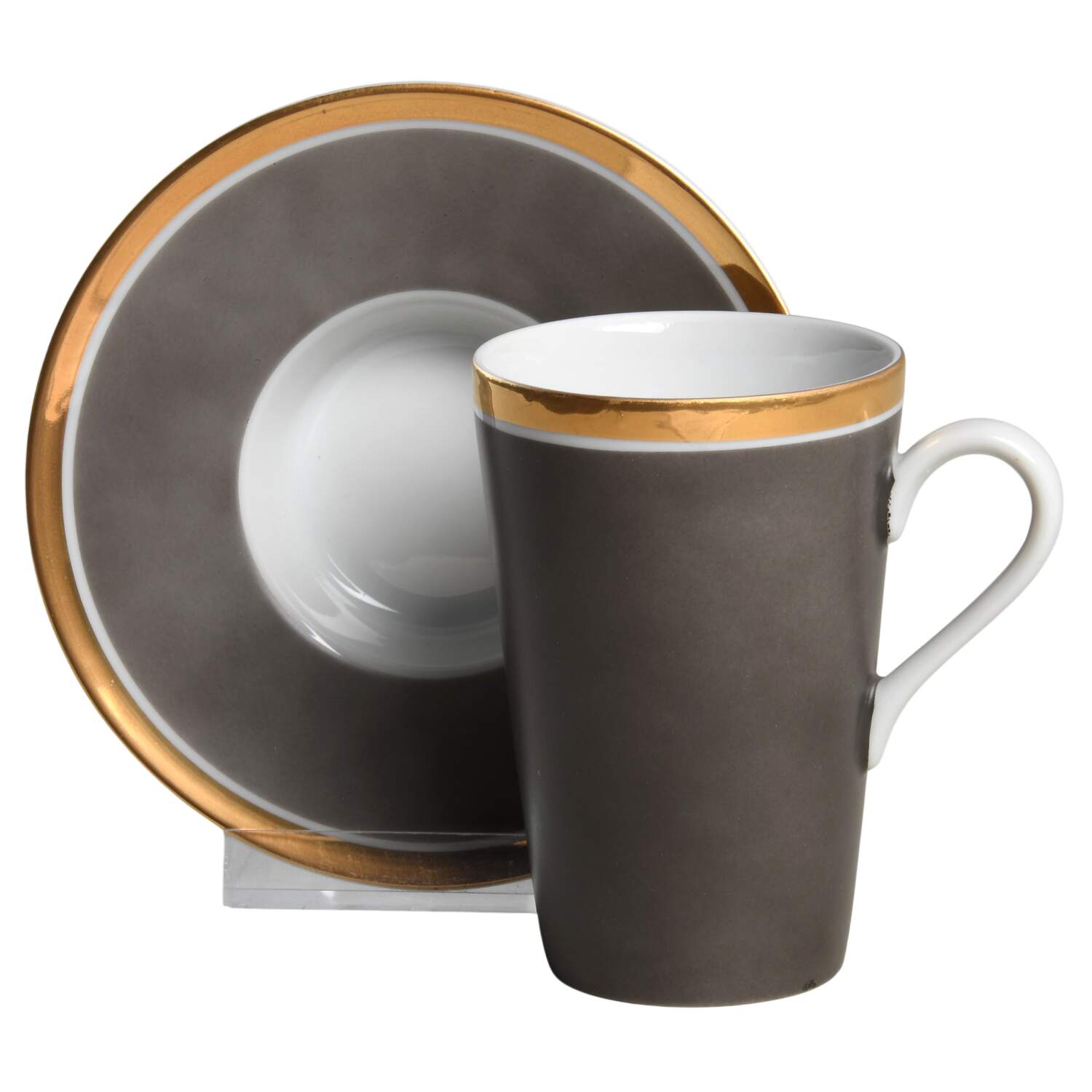Renaissance Gray Espresso Cup and Saucer Set by Fitz and Floyd-1
