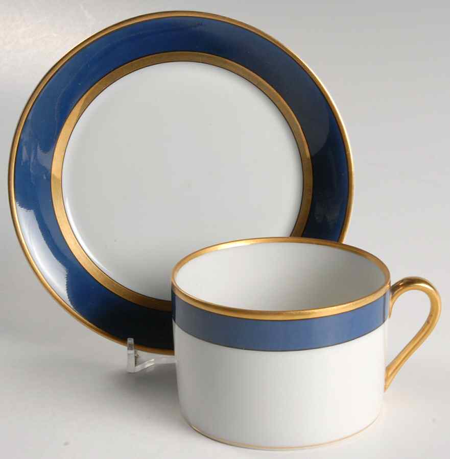 Renaissance Lapis Blue Flat Cup & Saucer Set by Fitz and Floyd-1