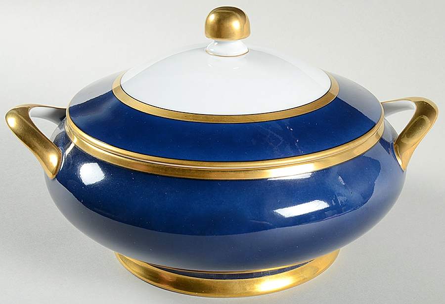 Renaissance Lapis Blue Round Covered Vegetable by Fitz and Floyd-1