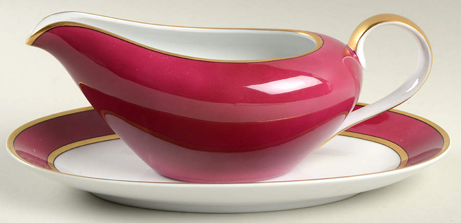Renaissance Magenta Gravy Boat & Underplate/Relish by Fitz & Floyd-1
