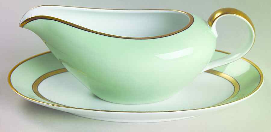Renaissance Mint Green Gravy Boat & Underplate/Relish by Fitz & Floyd-1