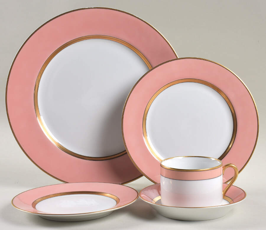 Renaissance Peach (Wide Gold Verge Line) 5 Piece Place Setting by Fitz & Floyd-1
