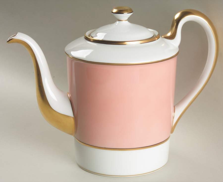Renaissance Peach (Wide Gold Verge Line) Coffee Pot & Lid by Fitz & Floyd-1