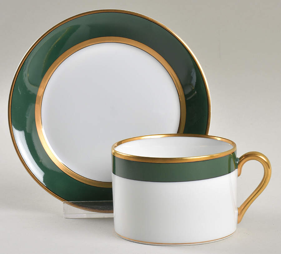 Renaissance Teal Green Flat Cup & Saucer Set by Fitz & Floyd-1