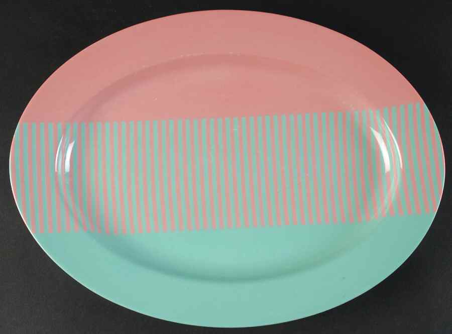 Reprise Peach Coral and Turquoise 14" Oval Serving Platter by Fitz & Floyd-1