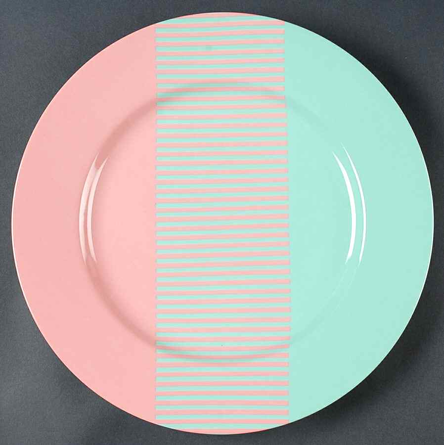 Reprise Peach Coral and Turquoise Service Plate (Charger) by Fitz & Floyd-1
