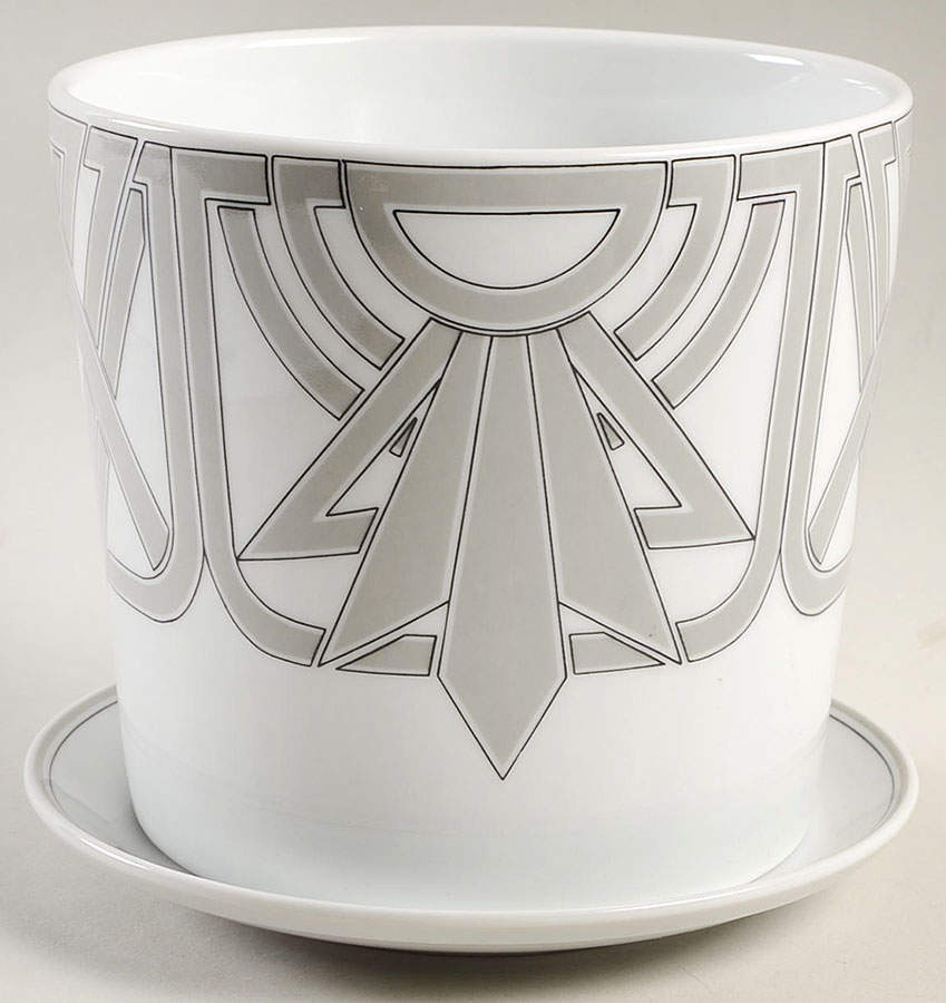 The Ritz Grey 5" Flower Pot & Underplate by Fitz & Floyd-1