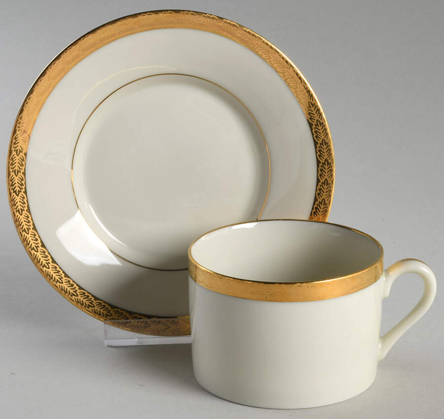 Roanoke (Gold) Flat Cup & Saucer Set by Fitz & Floyd-1