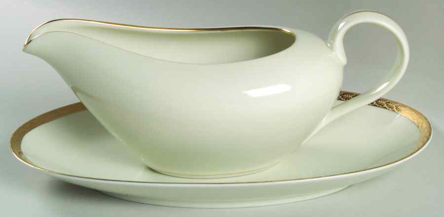 Roanoke (Gold) Gravy Boat & Underplate/Relish by Fitz & Floyd-1