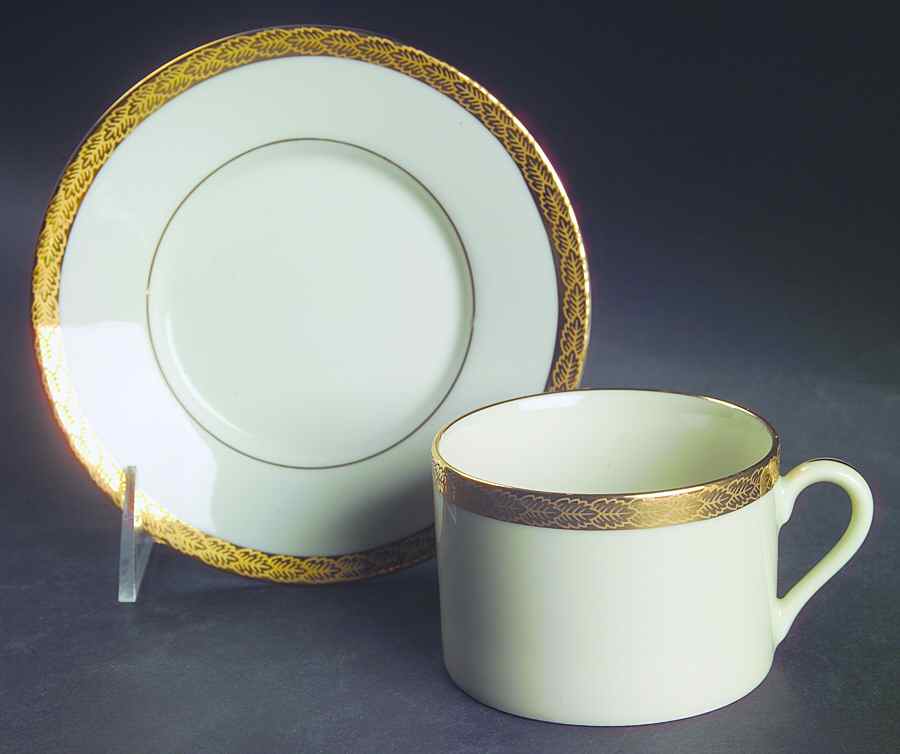 Roanoke (Gold) Flat Cup & Saucer Set by Fitz & Floyd-1