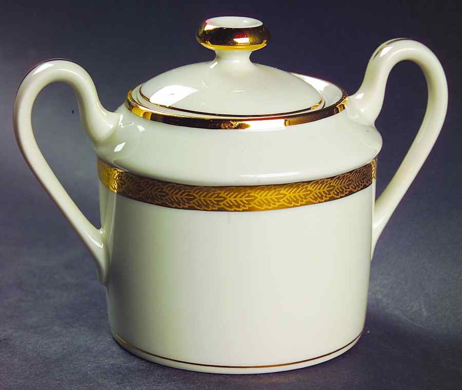 Roanoke (Gold) Sugar Bowl & Lid by Fitz & Floyd-1