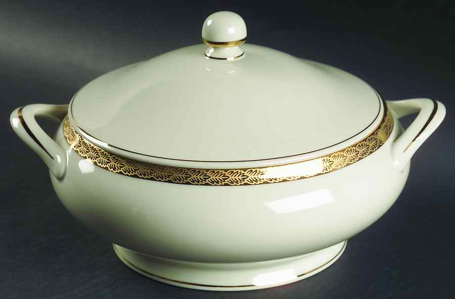 Roanoke (Gold) Round Covered Vegetable by Fitz & Floyd-1