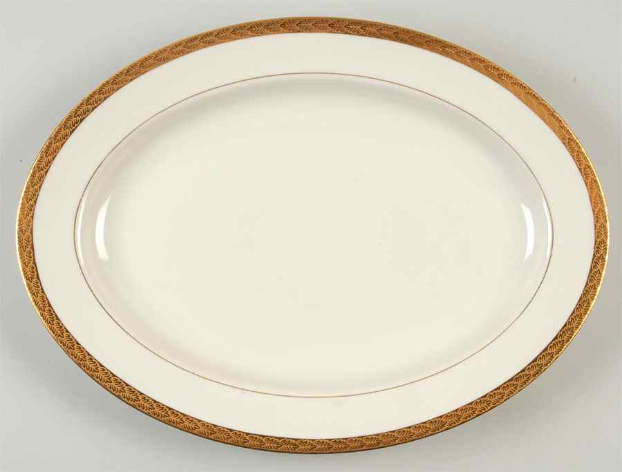 Roanoke (Gold) 14" Oval Serving Platter by Fitz & Floyd-1