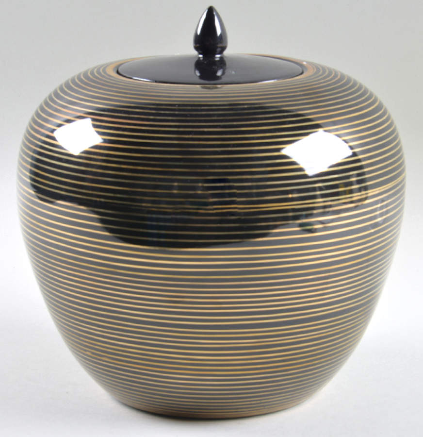 Rondelle Black Chinese Tea Jar & Lid by Fitz & Floyd-1