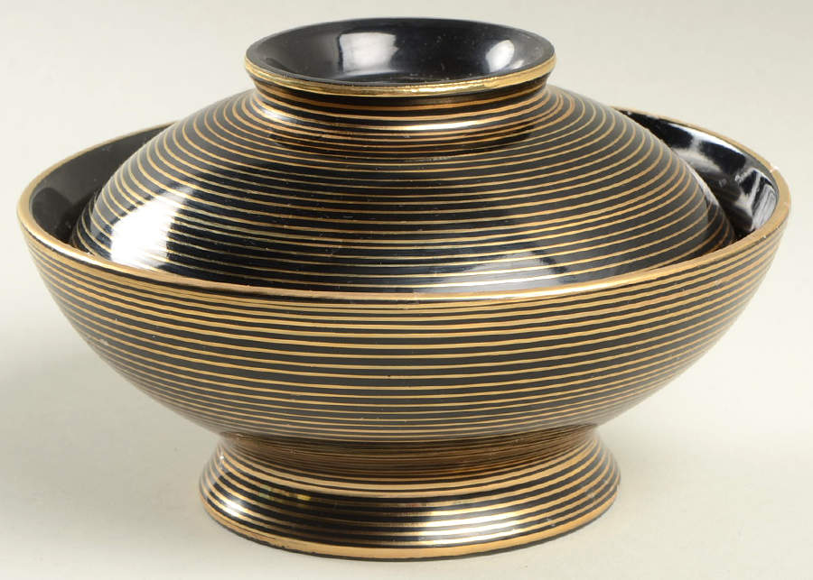 Rondelle Black Rice Bowl & Lid by Fitz & Floyd-1